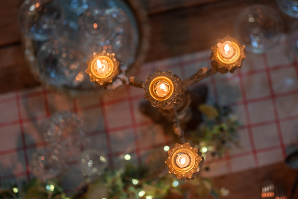 French Christmas tablescape with antiques