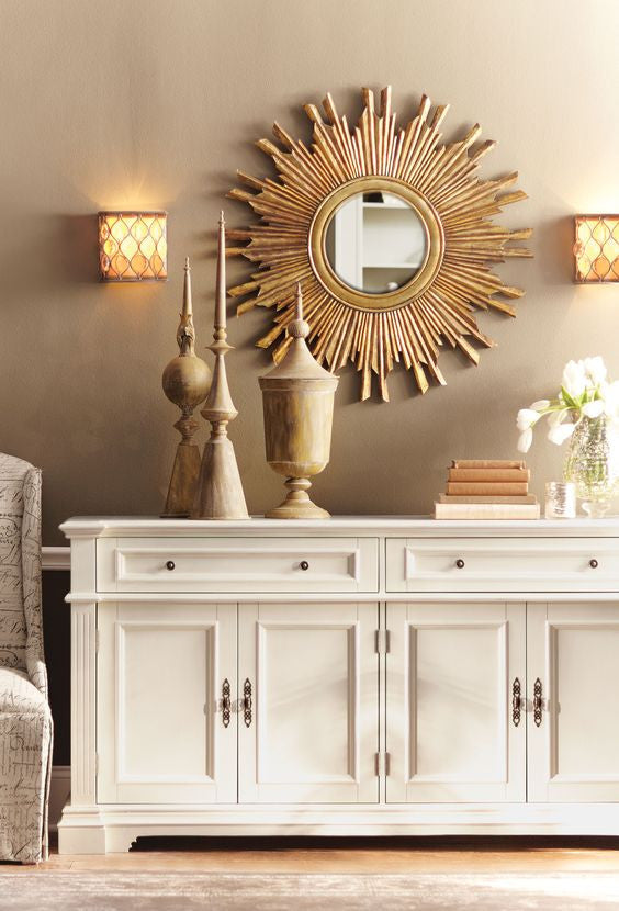 Four easy ways to decorate with sunburst mirrors