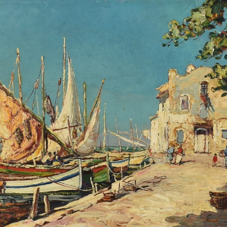 Tenture Murale Vintage Encadrée – Grand Voilier, Style Océan Et Côtier