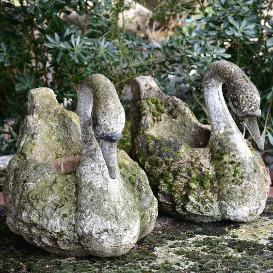 Vintage French Planters Willy Guhl, Faux Bois, Concrete, Fibrestone, Reconstituted Stone Pots