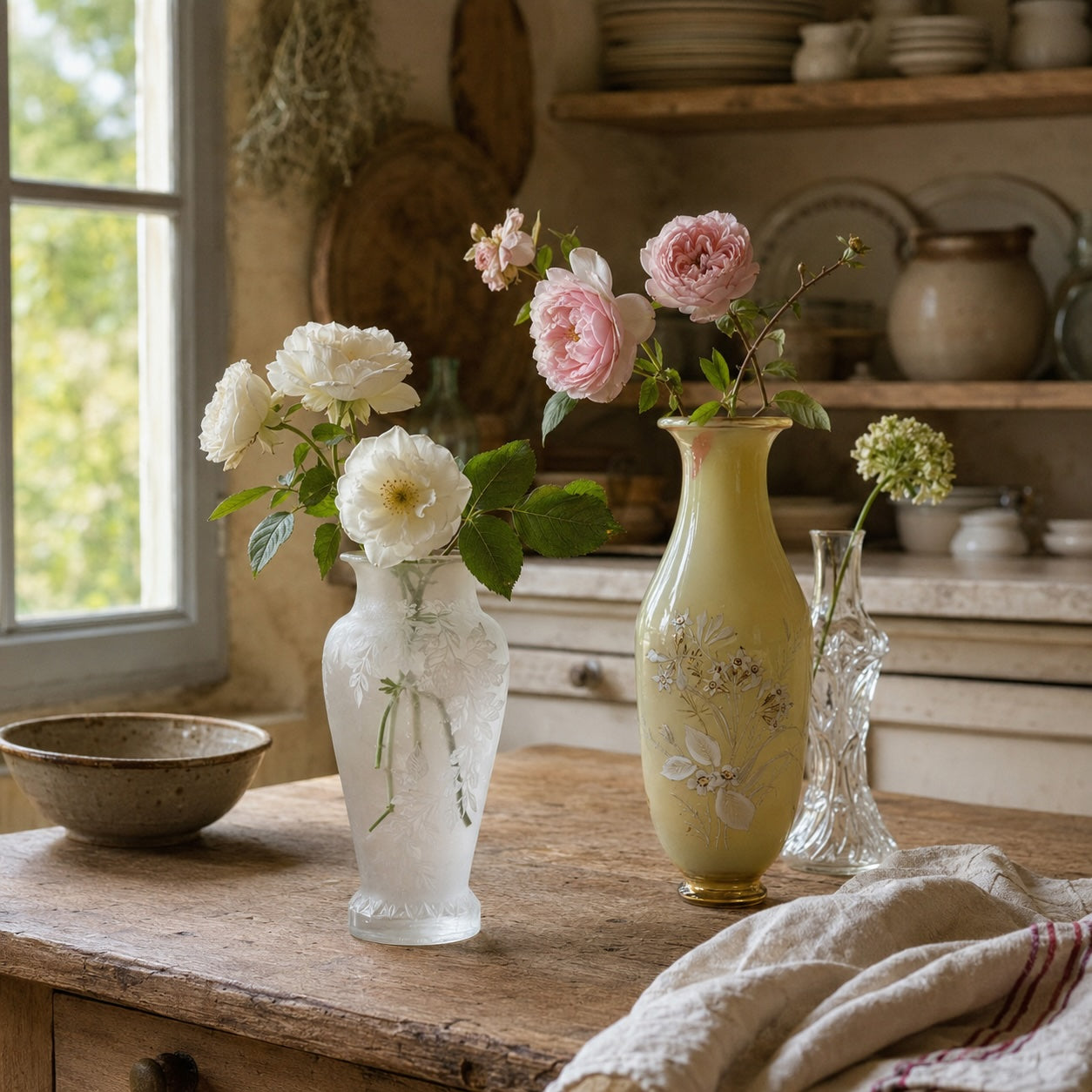 French Antique Glass Vases