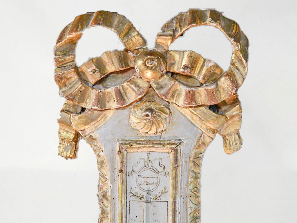 Aged neoclassical giltwood thermometer