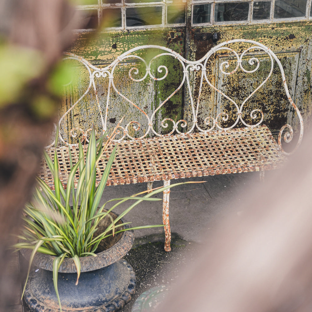Late 19th-Century French Wrought Iron Garden Bench W/ Beautiful Patina - 54¾"