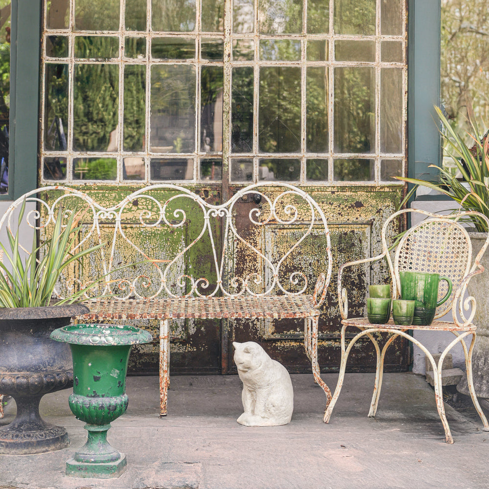 Late 19th-Century French Wrought Iron Garden Bench W/ Beautiful Patina - 54¾"