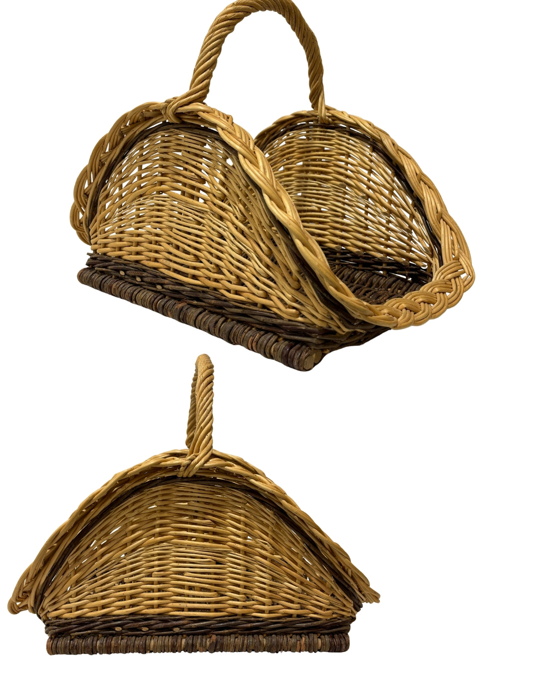 Two-Tone French Wicker Log Basket with Plated Edge - 24½" x 15"