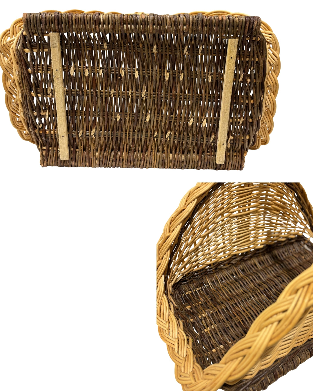 Two-Tone French Wicker Log Basket with Plated Edge - 24½" x 15"