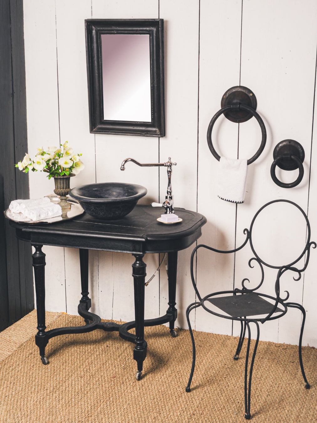 Elegant patina finish vanity table  