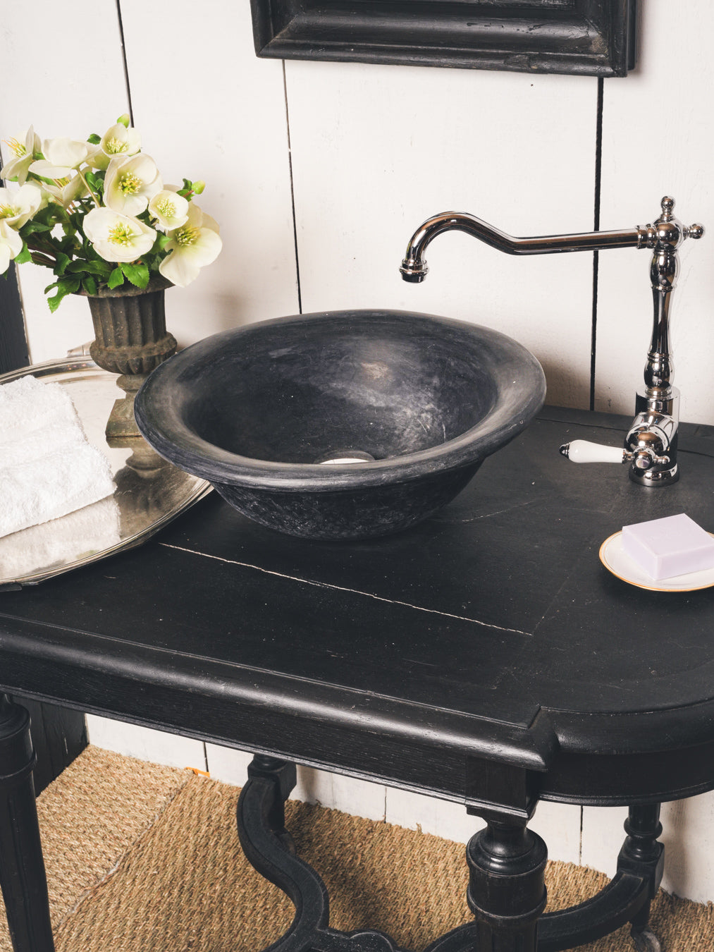 Rustic handcrafted tadelakt basin  