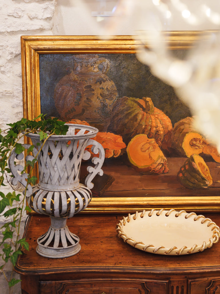 Sculptural ivory ceramic centerpiece