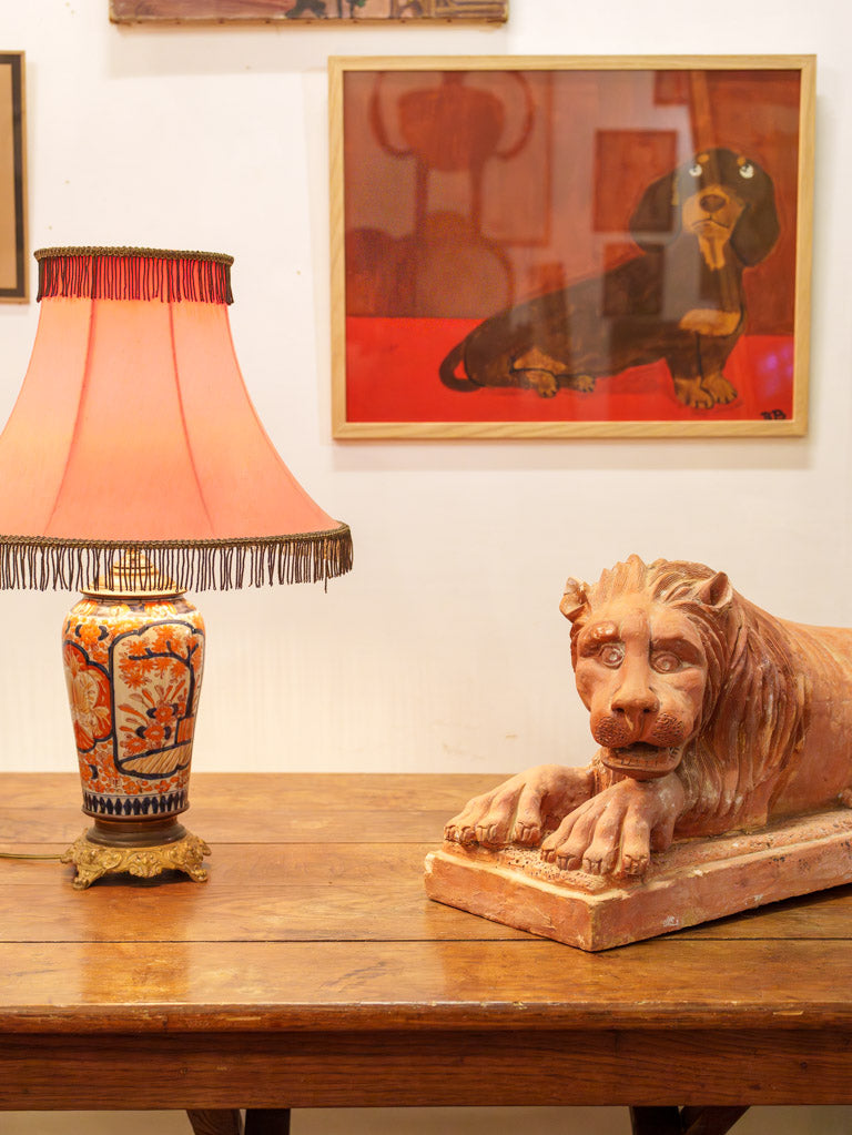 Timeless architectural lion terracotta piece