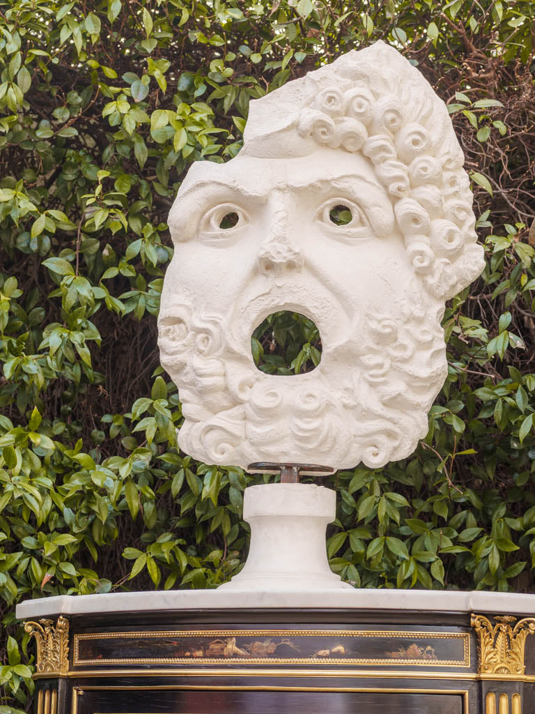 Chalky plaster surface mask decor