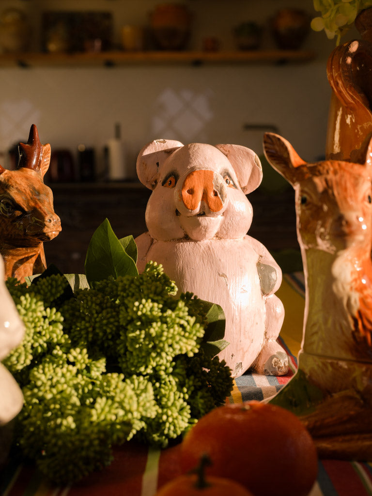 Antique shop display pig sculpture
