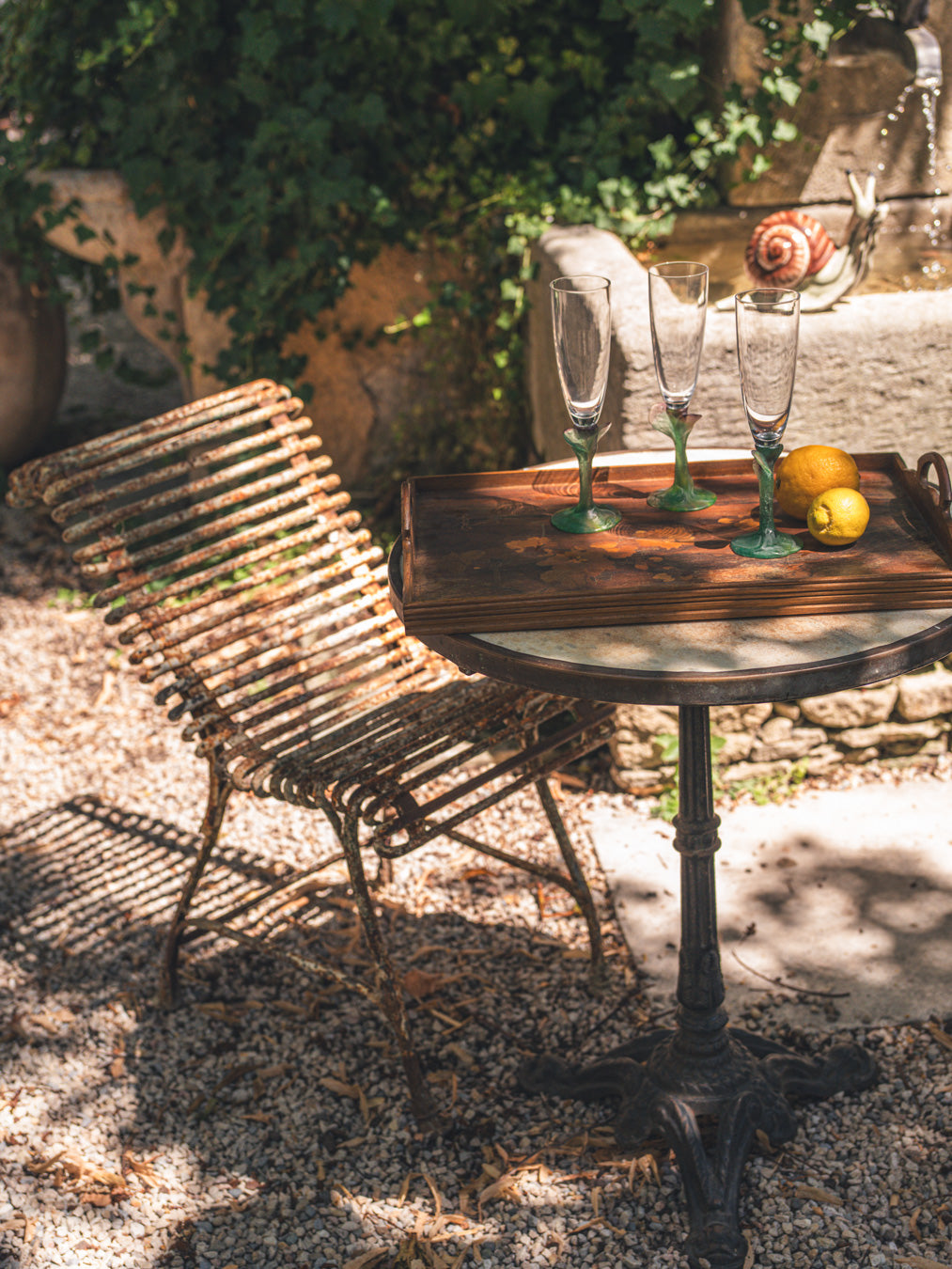 Vintage brass-framed French table