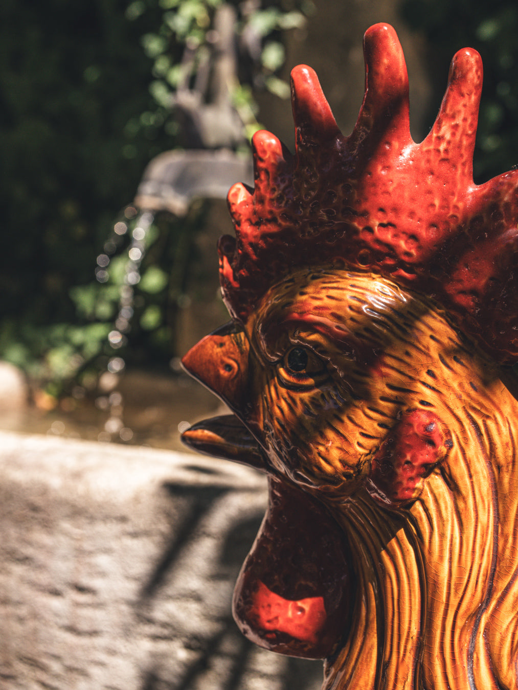 Jewel-toned Provençal rooster figurine