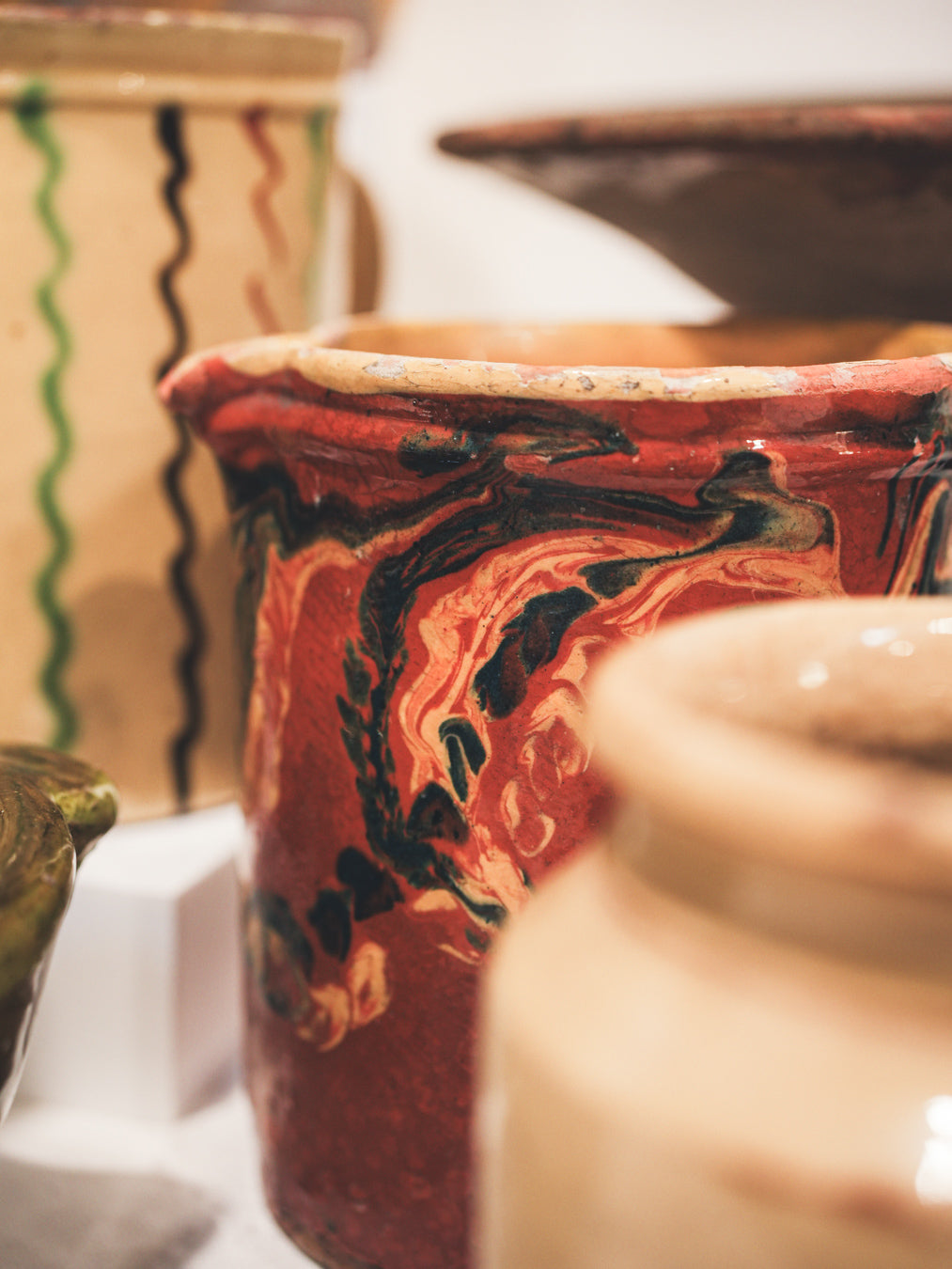 Late 19th-Century Pitcher from Savoy w/ Jaspe Glaze - 6¾"