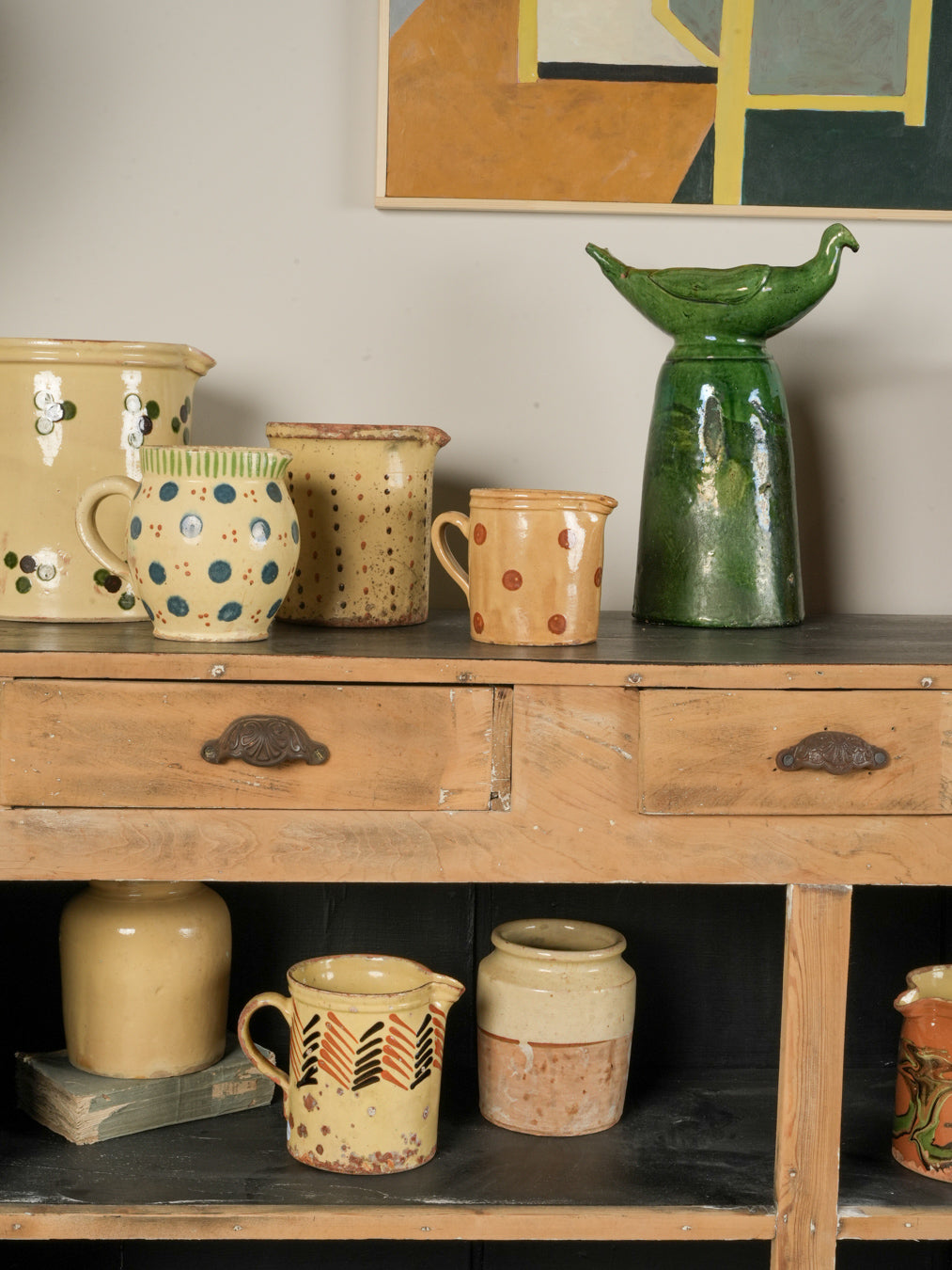 Charming polka dot glazed pitcher