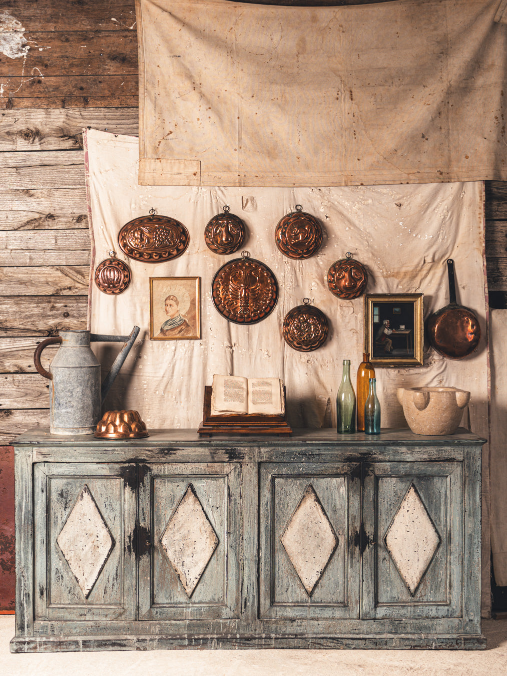 Antique rustic French storage cabinet