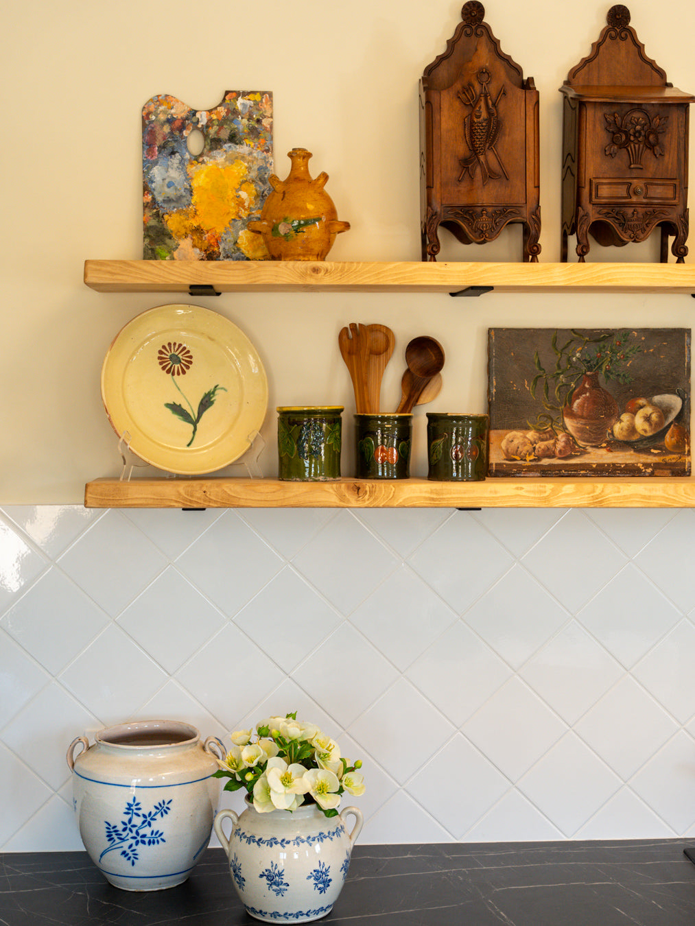 Rustic yellow-glazed farmhouse plate