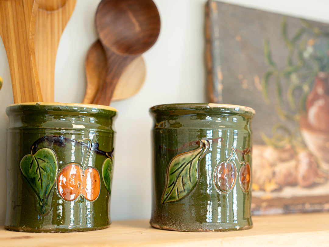 Rustic French ceramic jam pot