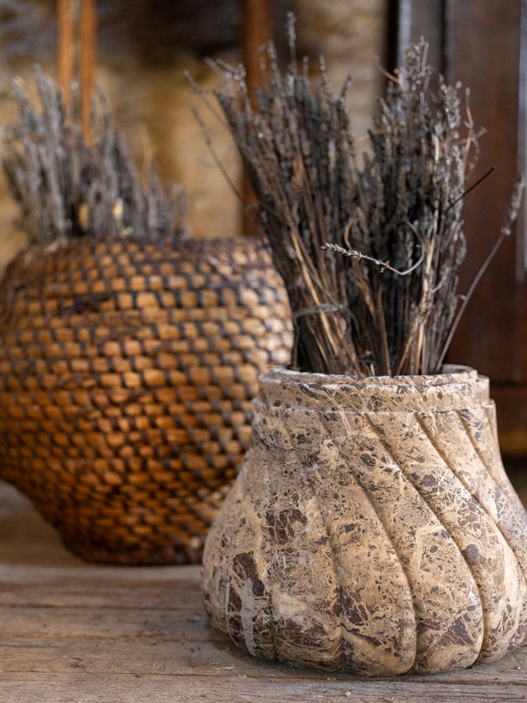 Vintage Brecciated Marble Gadrooned Element