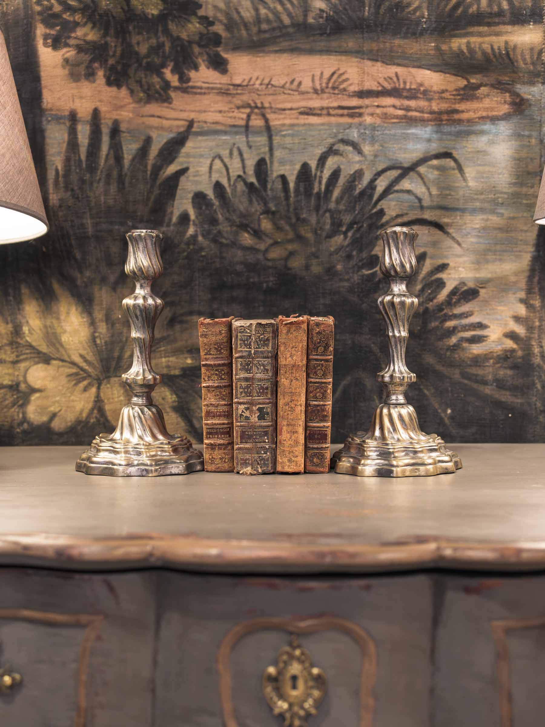 Pair of Louis XV Rococo Candlesticks w/ Twisting Sculptural Stems - 10¾"