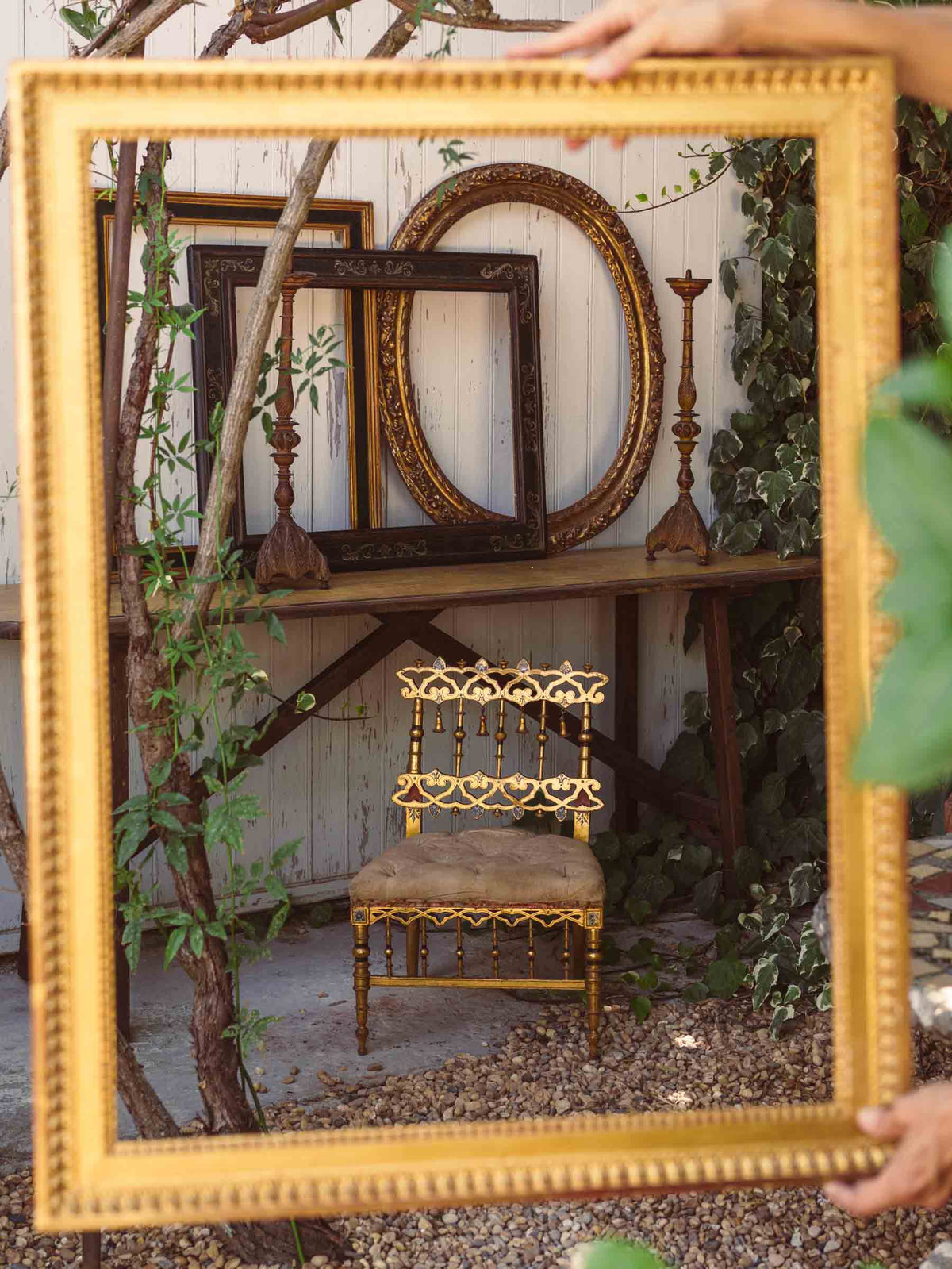 Vintage French carved wooden frame