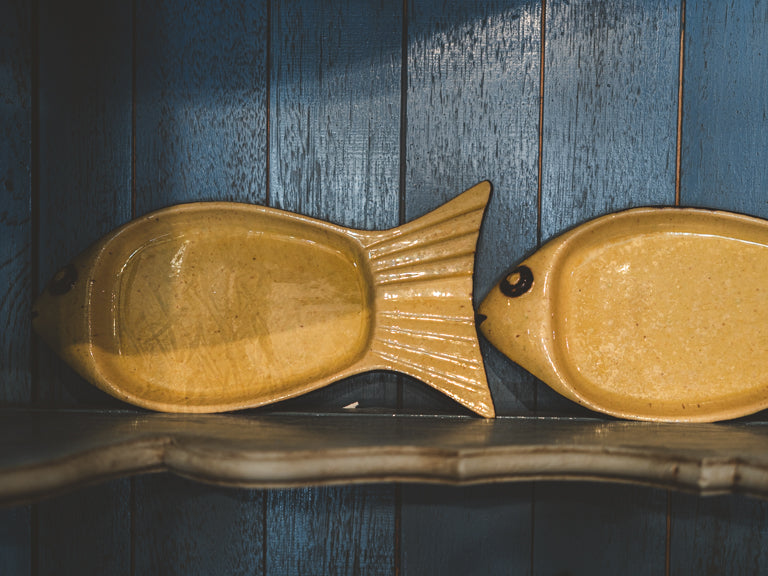 Rare Set Of Eleven Fish-Form Earthenware Plates From Dieulefit Circa 1960 - 12½"
