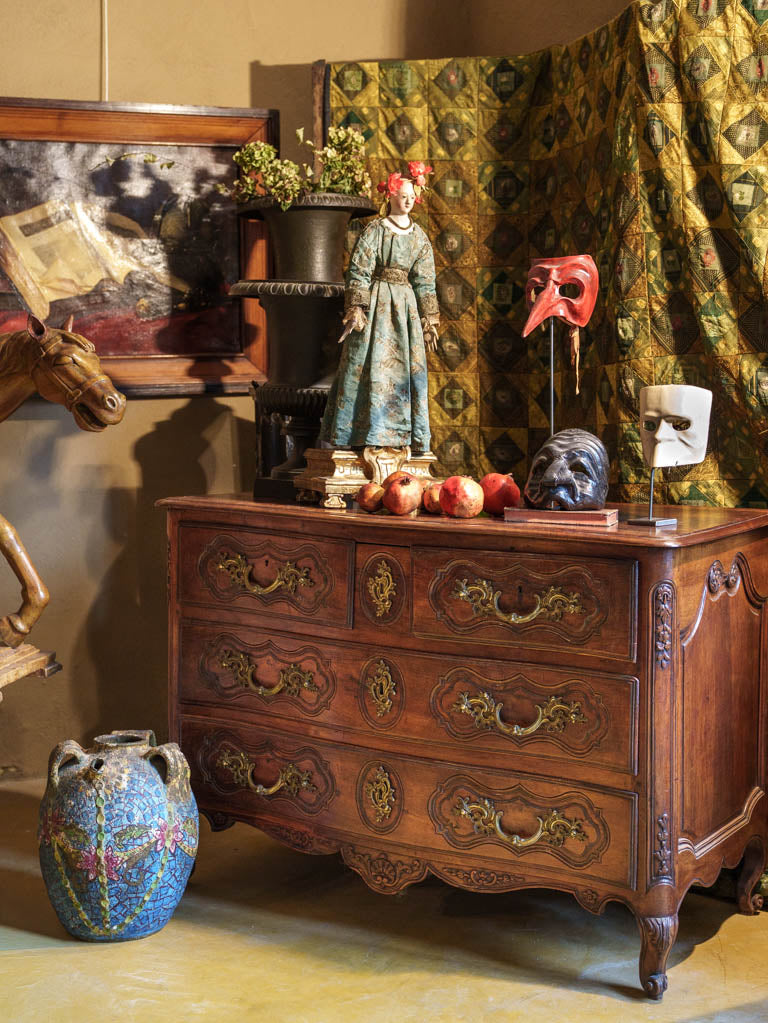 Charming French Riviera Terracotta Jar w/ Mosaic Style Painted Decoration Circa 1920s - 17"