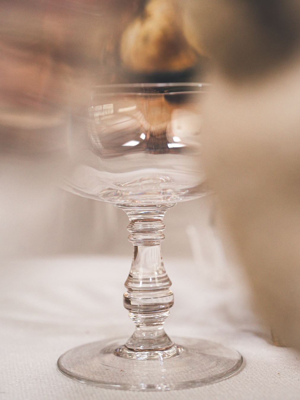 Set of 10 antique crystal champagne coupes
