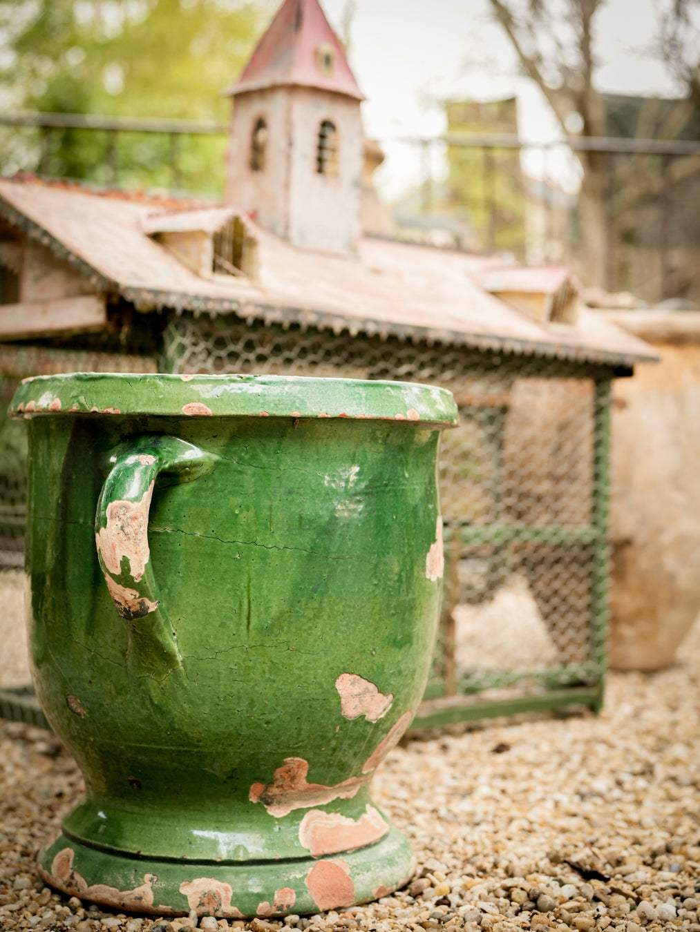 Elegant vintage green urn