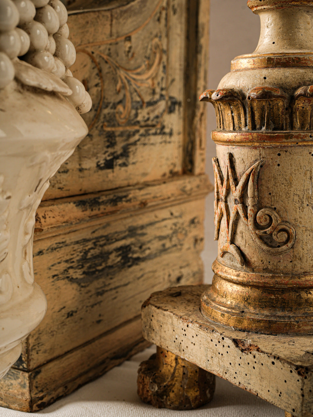 Antique character-filled candlestick holder