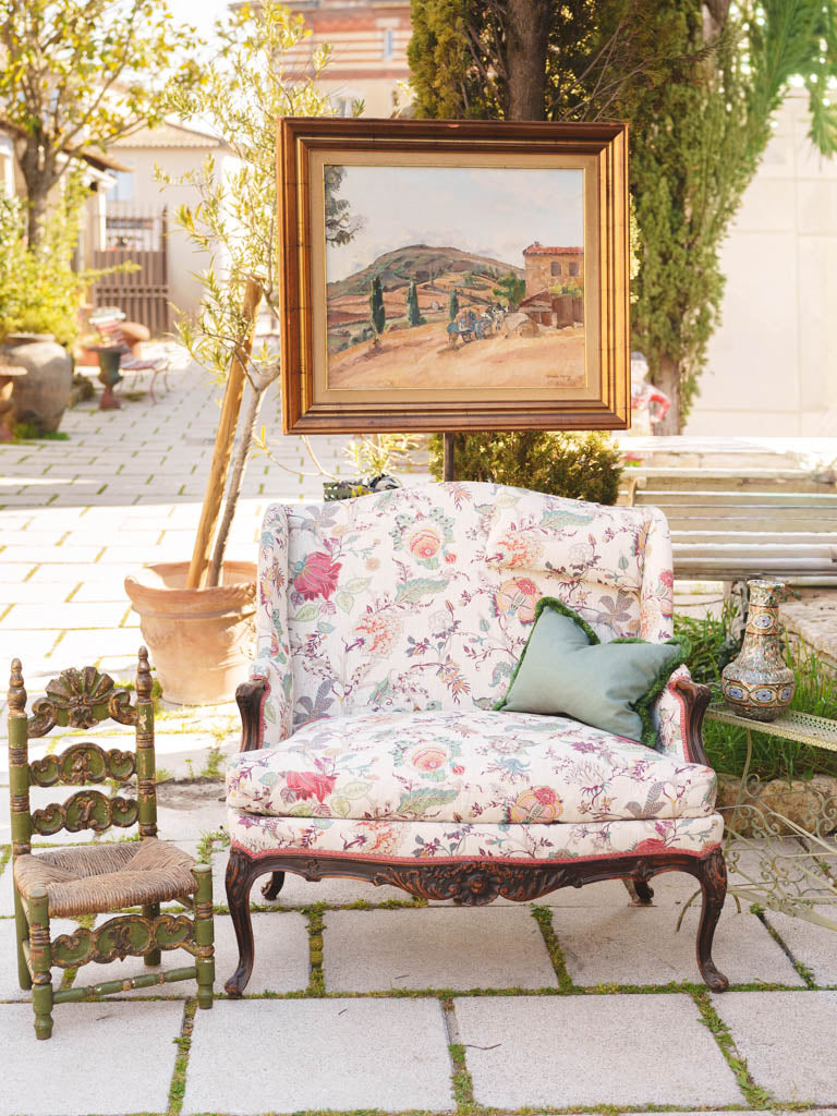 Exceptional 18th Century Walnut Marquise Armchair - Fully Reupholstered in a Beautiful Provençal Fabric - 40¼"