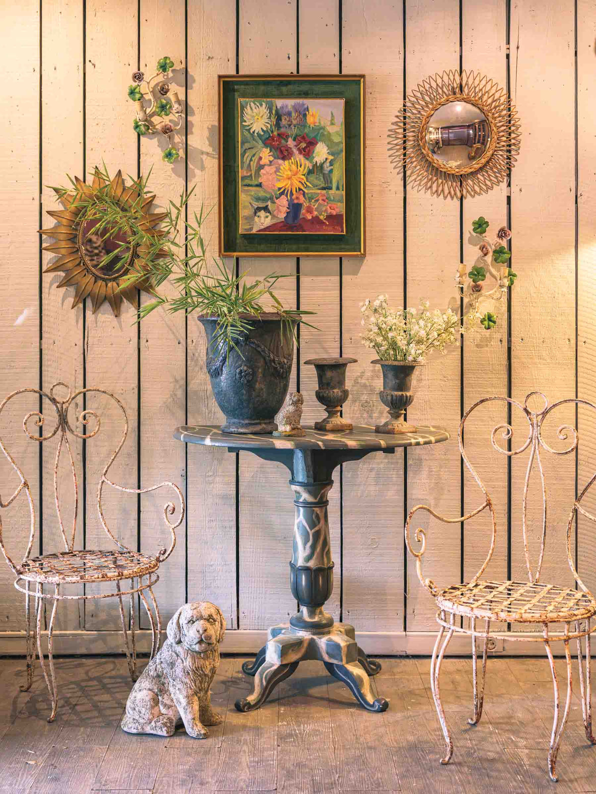 1960s–70s Italian Faux-Marble Painted Demi-Lune Console - 32" x 35¾"