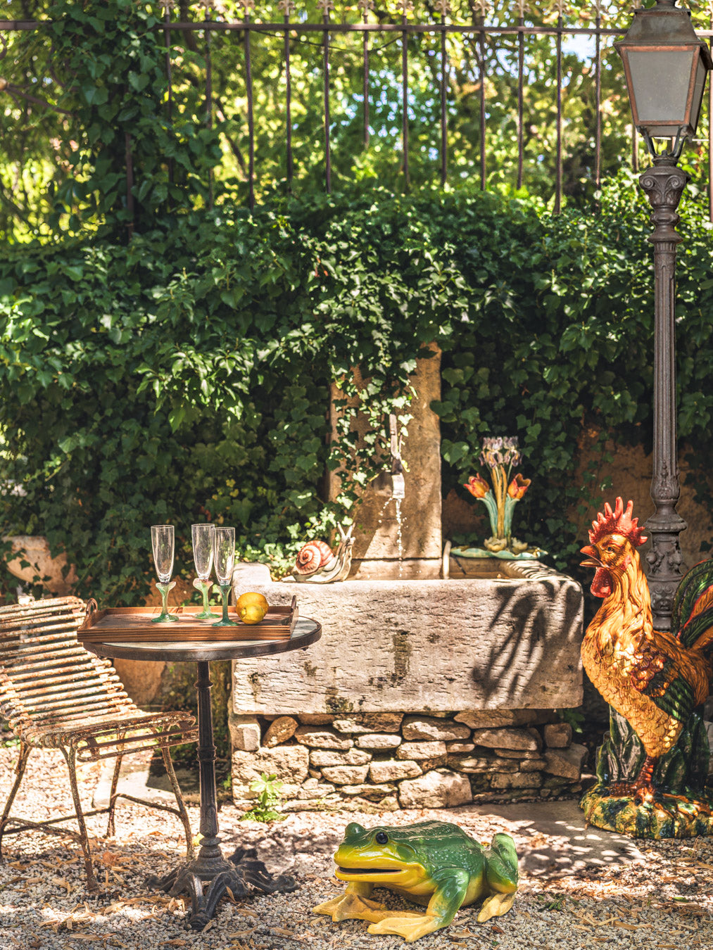 Glazed colorful barbotine pottery frog