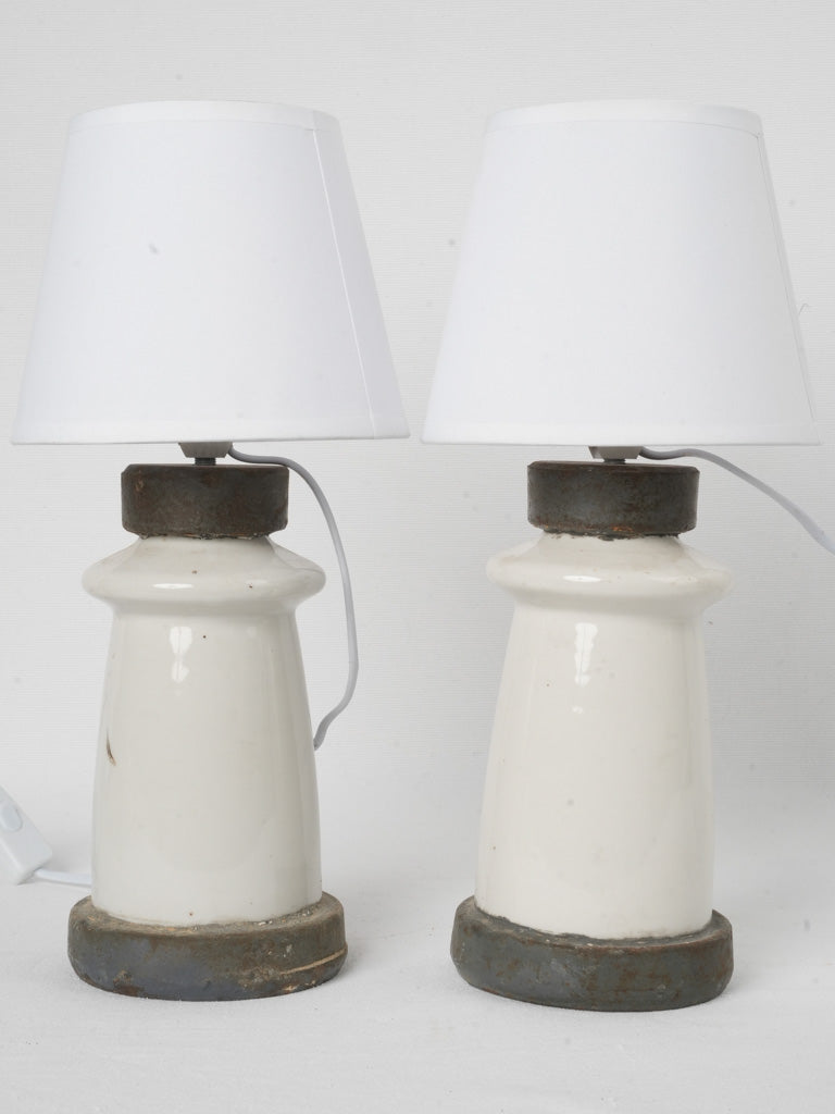 Industrial white shade ceramic lamps