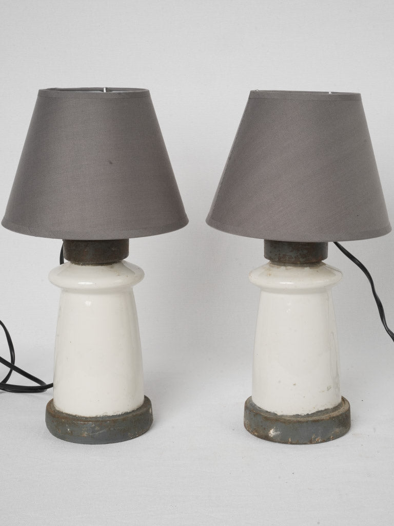 Vintage industrial ceramic insulator lamps