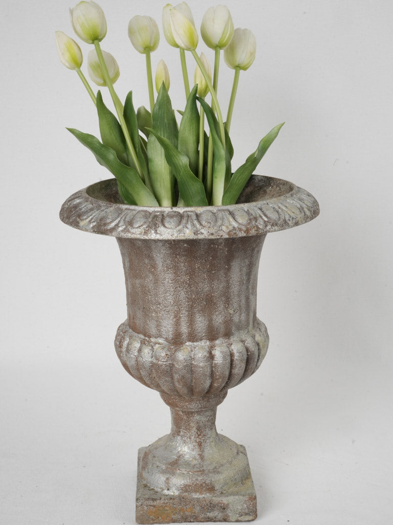 Elegant silver-patina Medici urn