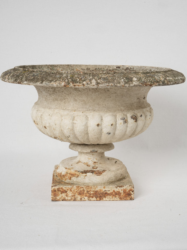 Classical white patina garden urn