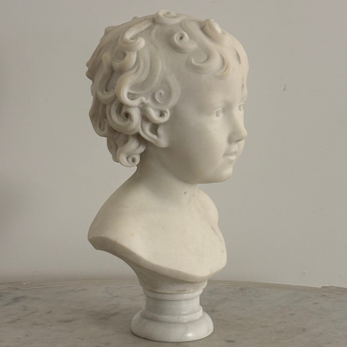 19th-Century Carrara Marble Bust of a Child - 14½"