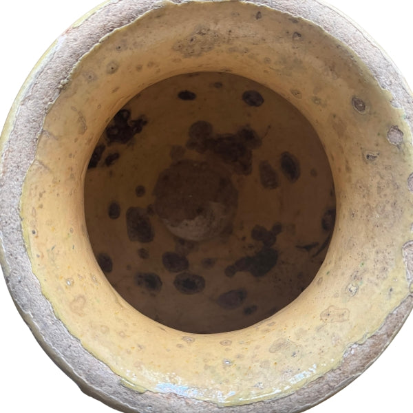 Authentic glazed clay storage vessel
