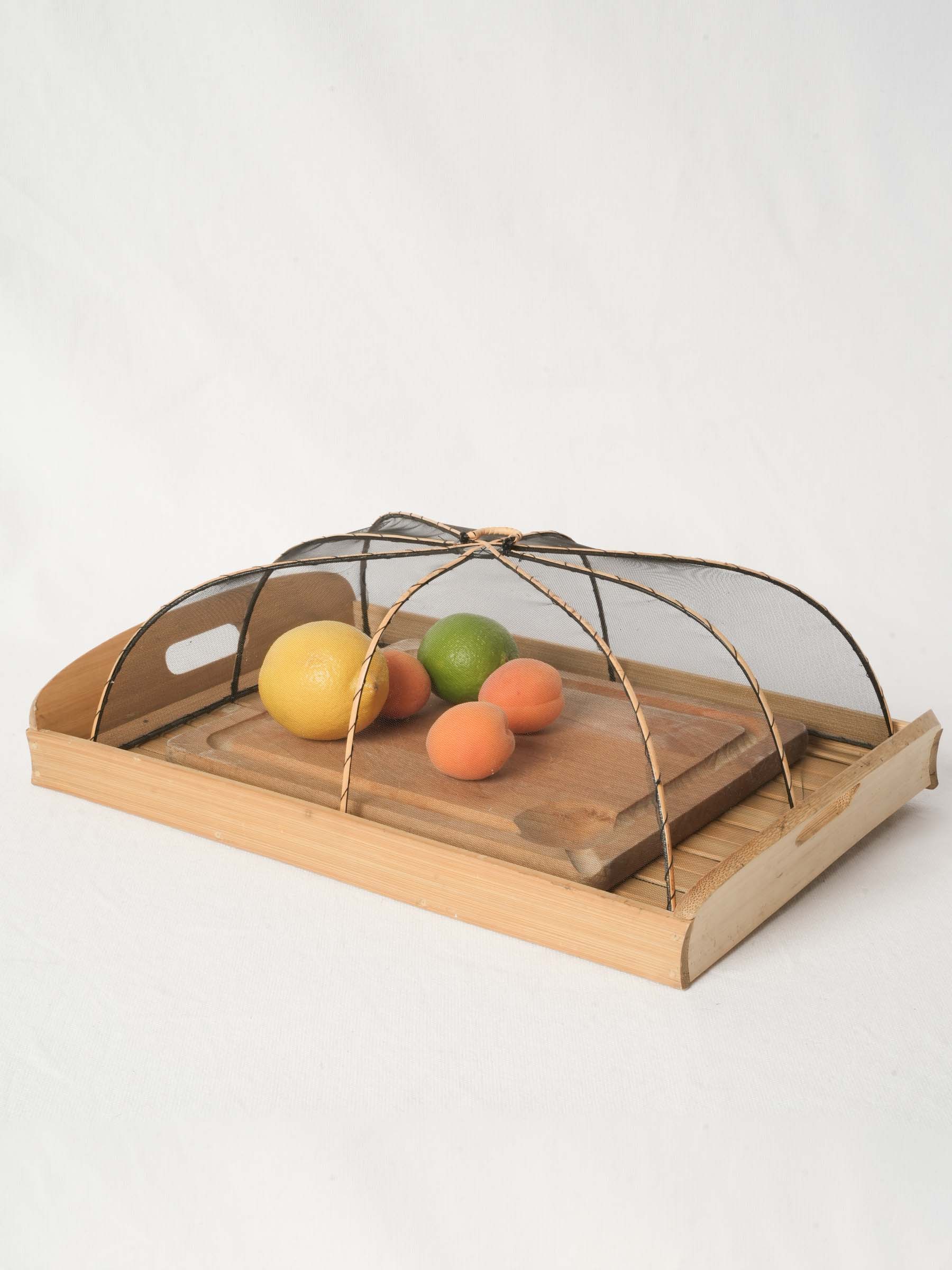 Cheese Cloche with Wooden Tray and Wire Mesh Lid