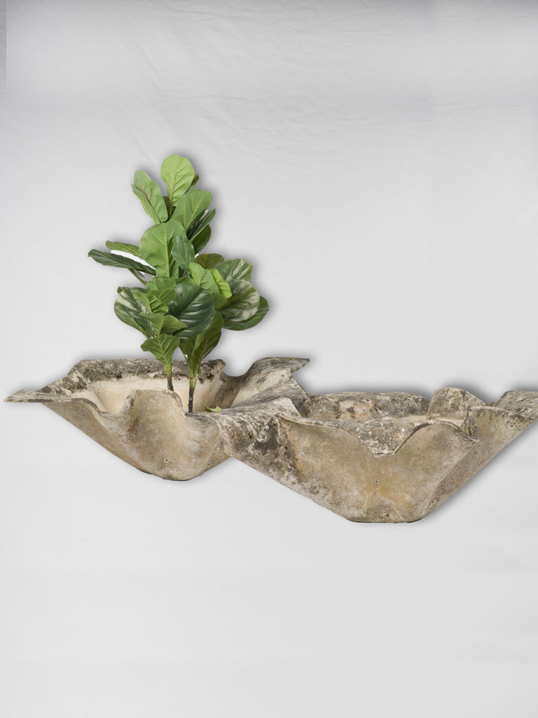 Pair Of Very Large Elephant Ear Willy Guhl-Style Planters 15" x 45¾"