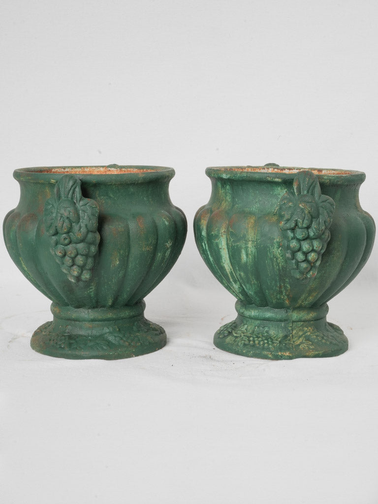Weathered classic green iron planters