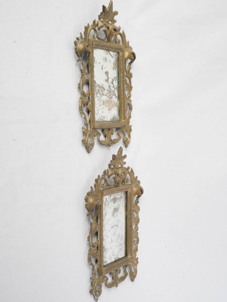 Aged clouded-glass decorative mirrors pair