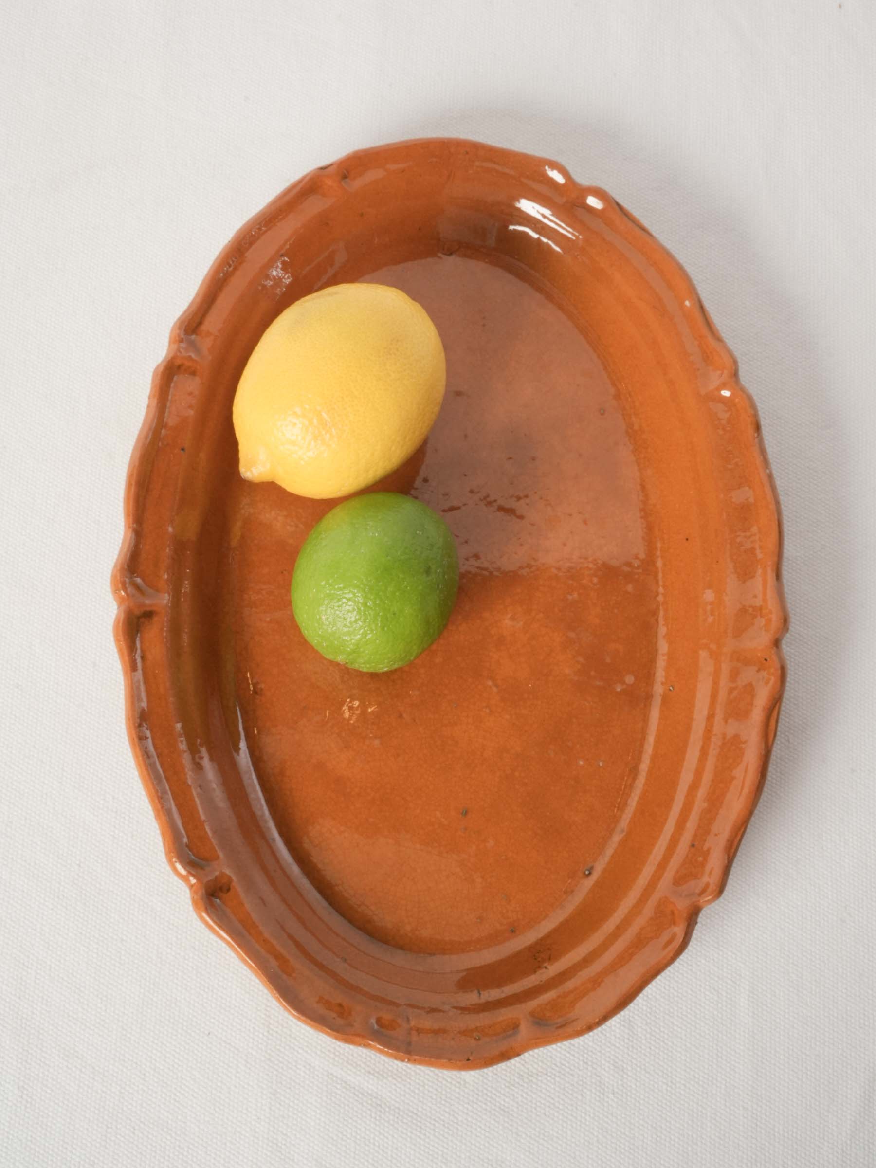 Antique Ocher Glazed French Oval Platter from Chanteduc