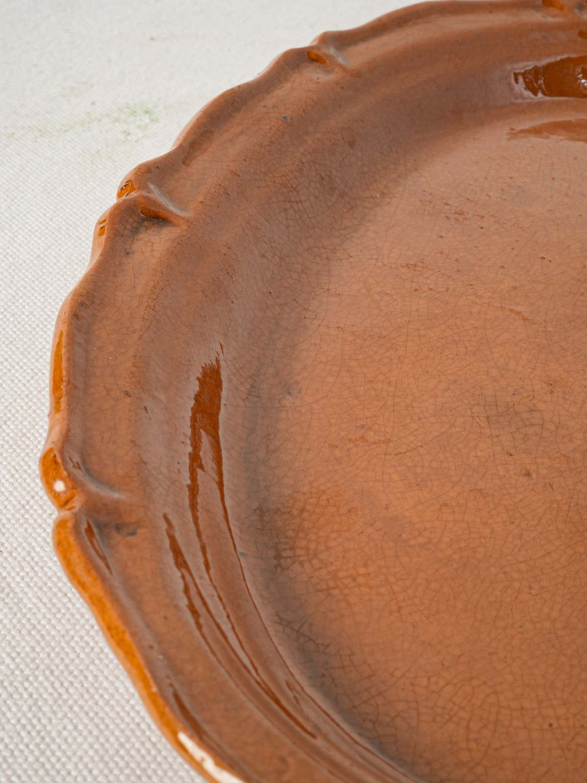 Antique Ocher Glazed French Oval Platter from Chanteduc