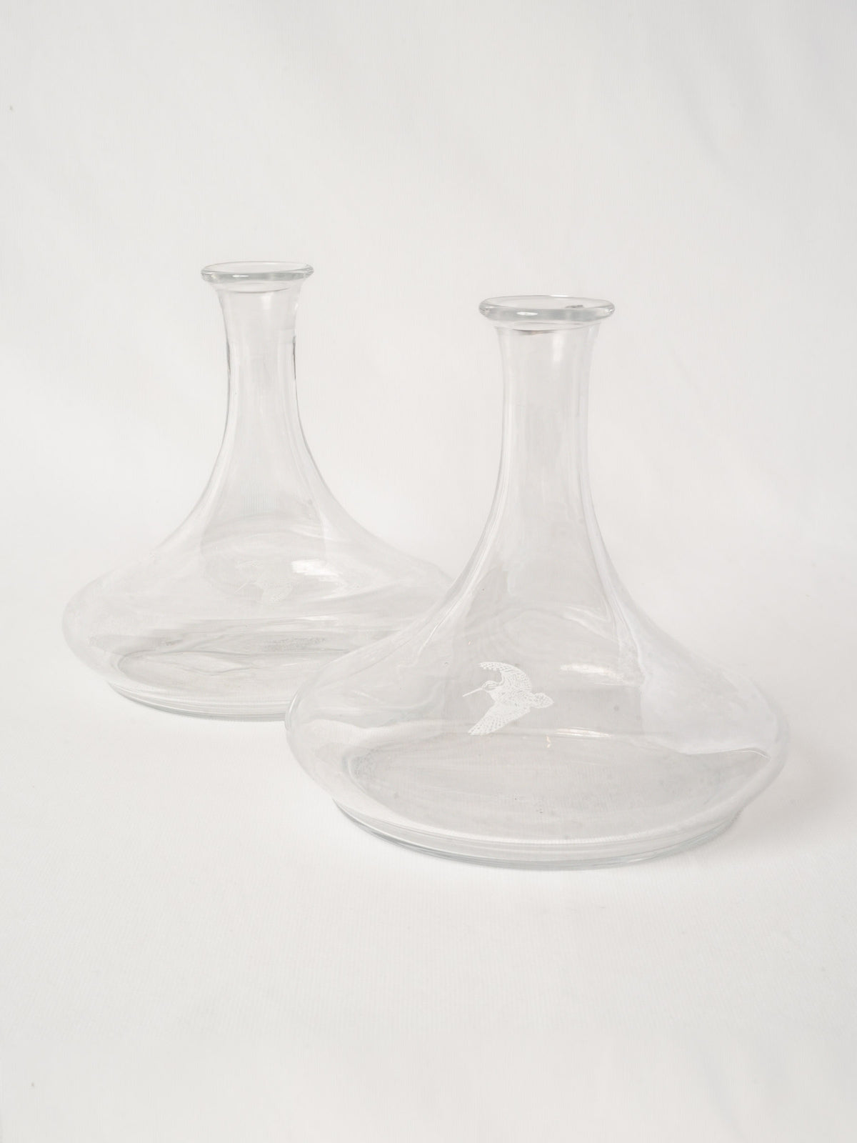 Pair of Vintage Domaine de la Mordorée Glass Carafes