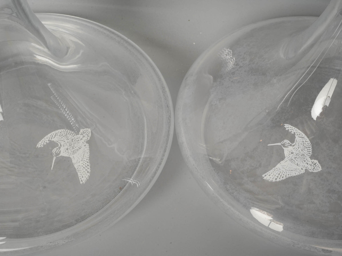 Pair of Vintage Domaine de la Mordorée Glass Carafes