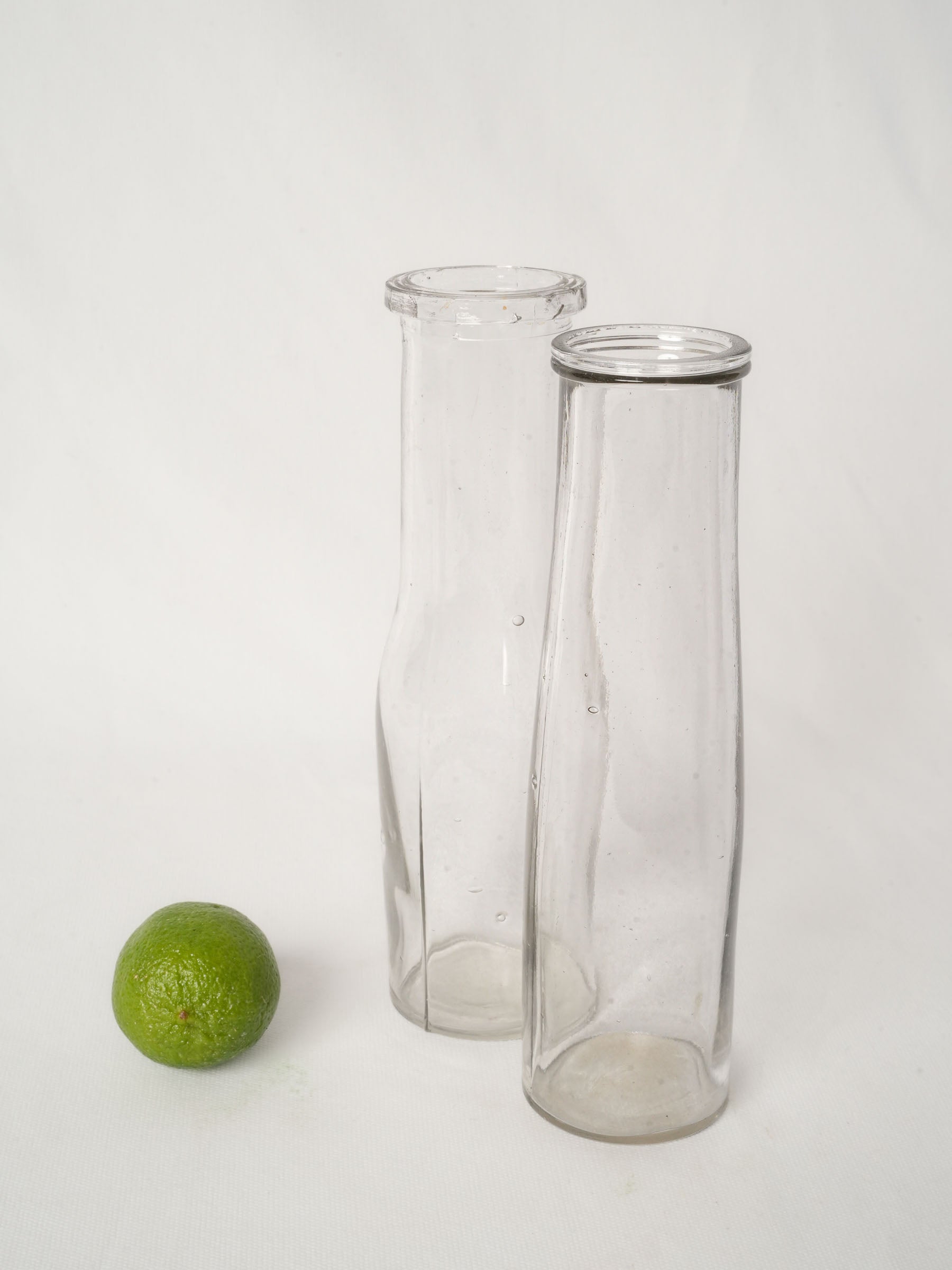 Pair of Vintage Clear Glass Carafes 9¾"