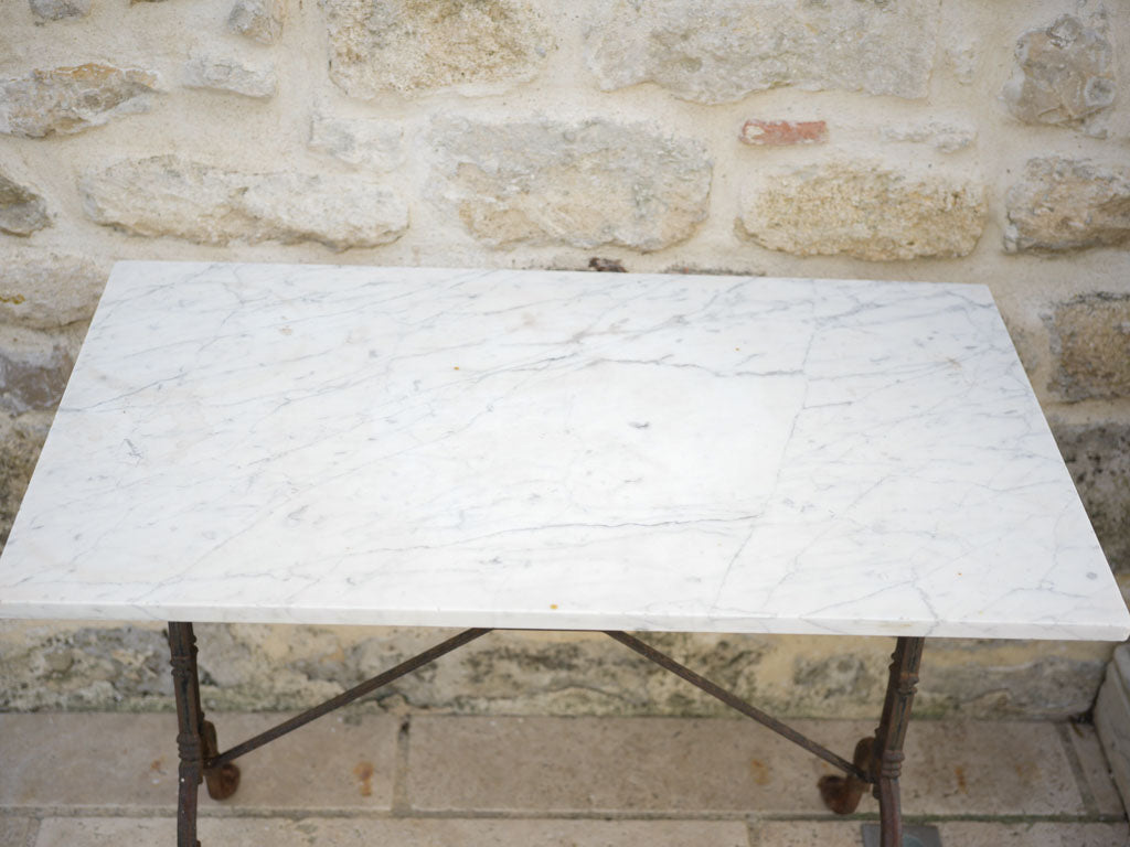 Rustic white marble cafe table